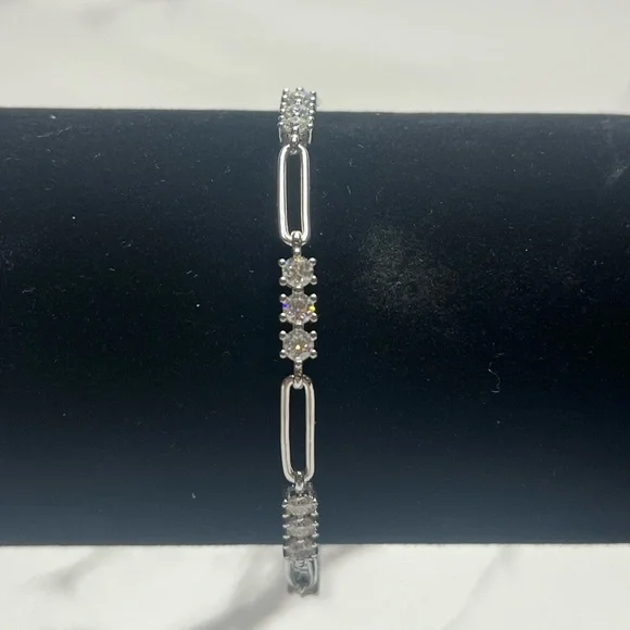 Diamond Chain Bracelet, 1.60 CTW  925 Sterling Silver| GRA Certification Moiss. - Picture 4 of 8